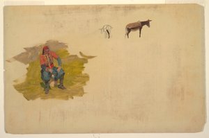 Disegno, Vicino Oriente, uomo; asino, 1868-69 da Frederic Edwin Church