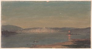 Disegno, Veduta notturna di un porto marittimo, probabilmente 1868-69 da Frederic Edwin Church