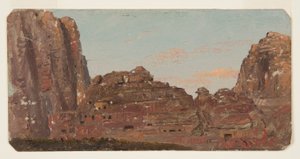 Disegno, Petra, camere rupestri di Khirbet en-Nasara, febbraio 1868 da Frederic Edwin Church
