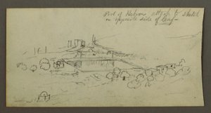 Disegno, piscina ed edifici, forse 1868