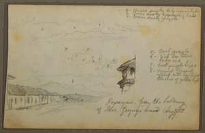 Disegno, Popayan, Colombia; verso: Paesaggio montano, Colombia, 9 agosto 1853. da Frederic Edwin Church