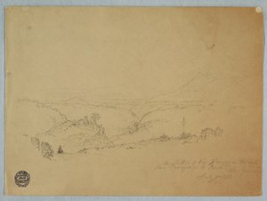 Disegno, Ricordo del paesaggio sulla strada da Fusugasuga a Pandi, Nuova Granda, Colombia, 11 luglio 1853 da Frederic Edwin Church