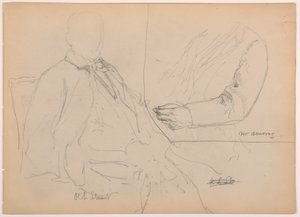 Disegno, Robert L. Stuart seduto, primo ritratto, per il Presbytarian Hospital; Mr. W. ARmory, studio del torace e del braccio, 1881