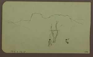 Disegno, parete rocciosa, pilastro; verso: paesaggio montano, figure, 1883 da Frederic Edwin Church