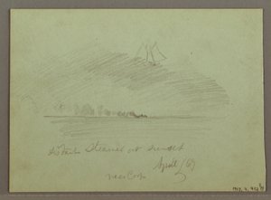 Disegno, Rocce di fronte alla costa, Scogliere rocciose presso la costa, aprile 1869 da Frederic Edwin Church