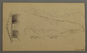 Disegno, tetti, cancello, cime, agosto 1868