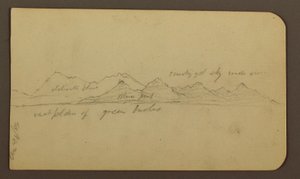 Disegno, montagna aspra attraverso una pianura; verso: figure, paesaggio, 12 dicembre 1884 da Frederic Edwin Church