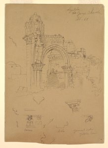 Disegno, Rovine della chiesa di San Giorgio, Lydda [attuale Lod], 7 febbraio 1868 da Frederic Edwin Church