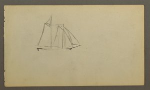 Disegno, barca a vela che cavalca le onde, forse 1860 da Frederic Edwin Church