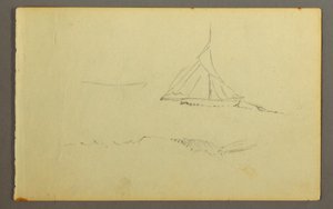 Disegno, barca a vela vista da babordo, 1845 da Frederic Edwin Church