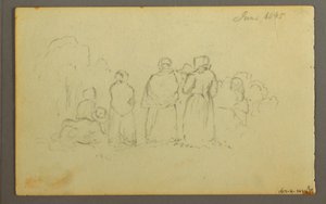 Disegno, barca a vela vista da babordo, 1845