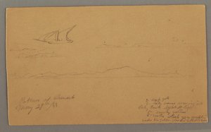 Disegno, veliero, costa montuosa, isole, 29 maggio 1868 da Frederic Edwin Church