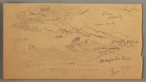 Disegno, Cime aguzze, cielo nuvoloso, giugno 1874