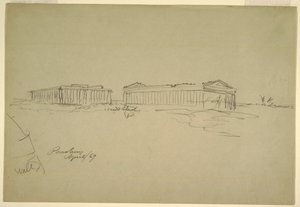 Disegno, schizzi, Paestum, Italia meridionale, aprile 1869 da Frederic Edwin Church