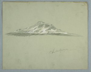 Disegno, Cima innevata del monte Chimborazo, Ecuador, luglio 1857 da Frederic Edwin Church