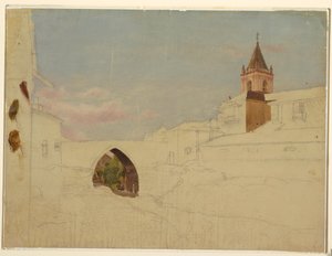 Disegno, veduta di città sudamericana, 1857 da Frederic Edwin Church