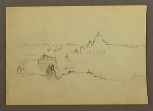 Disegno, La basilica di San Pietro vista da nord con le colline e il profilo di Roma, gennaio 1869 da Frederic Edwin Church