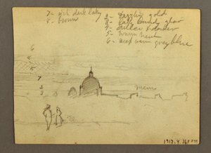Disegno, Basilica di San Pietro e Città del Vaticano (vista da nord), Roma, Italia, gennaio 1869