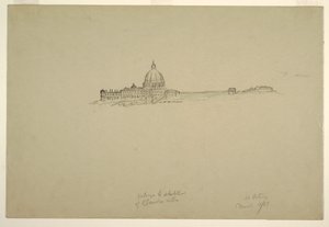 Disegno, San Pietro e il Palazzo Vaticano da nord-est, 18 marzo 1869 da Frederic Edwin Church