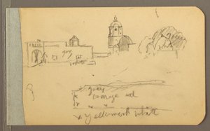 Disegno, campanile, cupola della chiesa, 1889