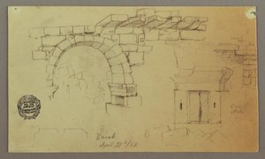 Disegno, arco di pietra, base di pietra, 27 aprile 1868 da Frederic Edwin Church