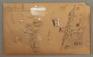 Disegno, Studi di chalet, uomo con la pipa, anatre, 1868