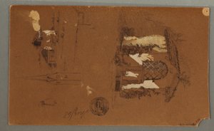 Disegno, Studi di chalet, uomo con la pipa, anatre, 1868