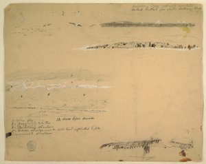 Disegno, Studi di gabbiani, costa rocciosa e cielo nuvoloso, Great Manan, Canada, settembre 1851