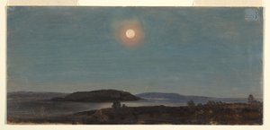 Disegno, Sole o luna che sorge sulle isole Porcupine, Bar Harbor, 1860 ca. da Frederic Edwin Church