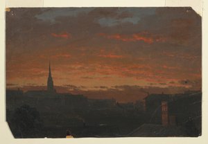 Disegno, Tramonto a Hudson, New York, 1860 ca. da Frederic Edwin Church