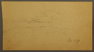 Disegno, Tramonto dietro le colline, febbraio 1867 da Frederic Edwin Church