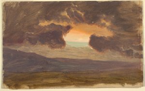 Disegno, Tramonto su colline spoglie, 1870-80 da Frederic Edwin Church
