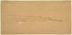 Disegno, Terrapin Rocks amp; la parte orientale di Goat Island dalla Canadian Bank, agosto 1858