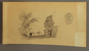 Disegno, Tre mucche su una strada nel bosco, 1845 ca. da Frederic Edwin Church