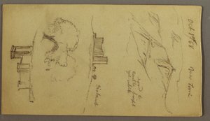 Disegno, Tre studi di castello sulla collina, 1 ottobre 1868 da Frederic Edwin Church