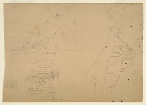 Disegno, Tre schizzi di ripide sponde montuose del Danubio, 1868 da Frederic Edwin Church