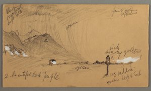 Disegno, temporale, montagne, scultura devozionale, Austria o Baviera, 1868