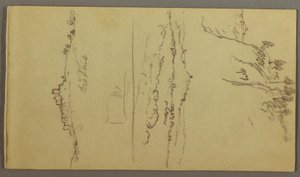 Disegno, Città sotto la cima di una montagna, città in cima alla collina, forse 1868-69