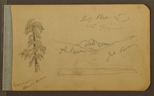 Disegno, Albero, montagne, 1889 da Frederic Edwin Church
