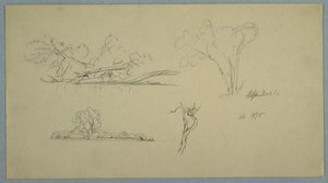 Disegno, Alberi, una riva con cespugli e alberi, settembre 1876