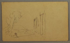 Disegno, Alberi, colonne classiche, forse 1865-66 da Frederic Edwin Church