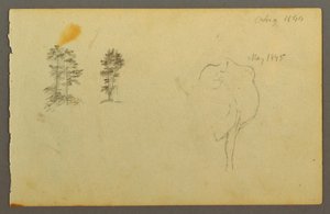 Disegno, Alberi, mucca, 1844 da Frederic Edwin Church