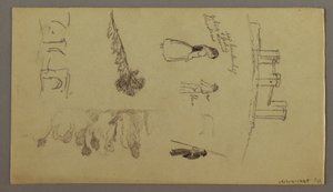 Disegno, Due studi di città sulla cima di una montagna, forse 1868-69