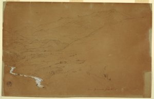 Disegno, valle con ruscello e case, vicino a Guaranda, Ecuador, 4 giugno 1857 da Frederic Edwin Church