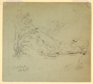 Disegno, valle con ponte vicino a Macugnaga, 12 settembre 1868 da Frederic Edwin Church