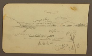 Disegno, Veduta vicino alla riva del lago, Cuitzeo; verso: veduta vicino al lago Ahore, Cuitzeo, febbraio 1885 da Frederic Edwin Church