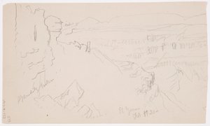 Disegno, Veduta delle colline e della pianura verso le montagne, Valle di El Yemen, febbraio 1868