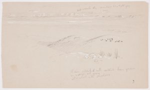 Disegno, Veduta delle colline e della pianura verso le montagne, Valle di El Yemen, febbraio 1868 da Frederic Edwin Church