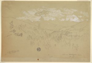 Disegno, Veduta nei pressi di Berchtesgaden, Baviera, giugno 1868 da Frederic Edwin Church