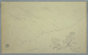 Disegno, veduta del picco di Blue Mountain, visto da vicino a Salloway Hill, Giamaica, luglio 1865 da Frederic Edwin Church